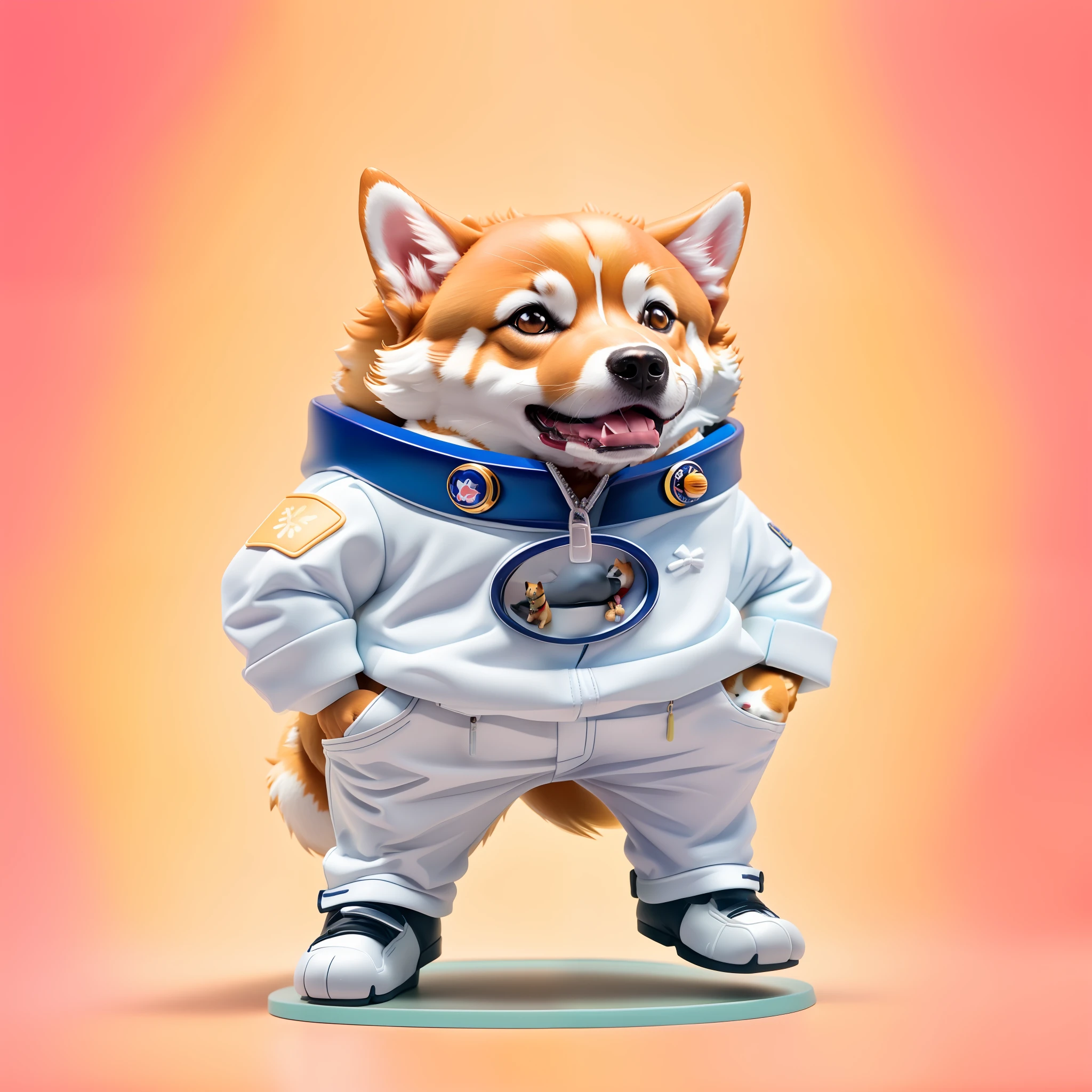 blind box toy style, anime style illustration of a man and a dog dressed in formal clothing, anthropomorphic shiba inu, inspired by Shiba Kōkan, shiba inu cosmonaut, shiba inu holding a baseball bat, shiba inu cosmonaut portrait, shibu inu, shiba inu, shiba inu portrait