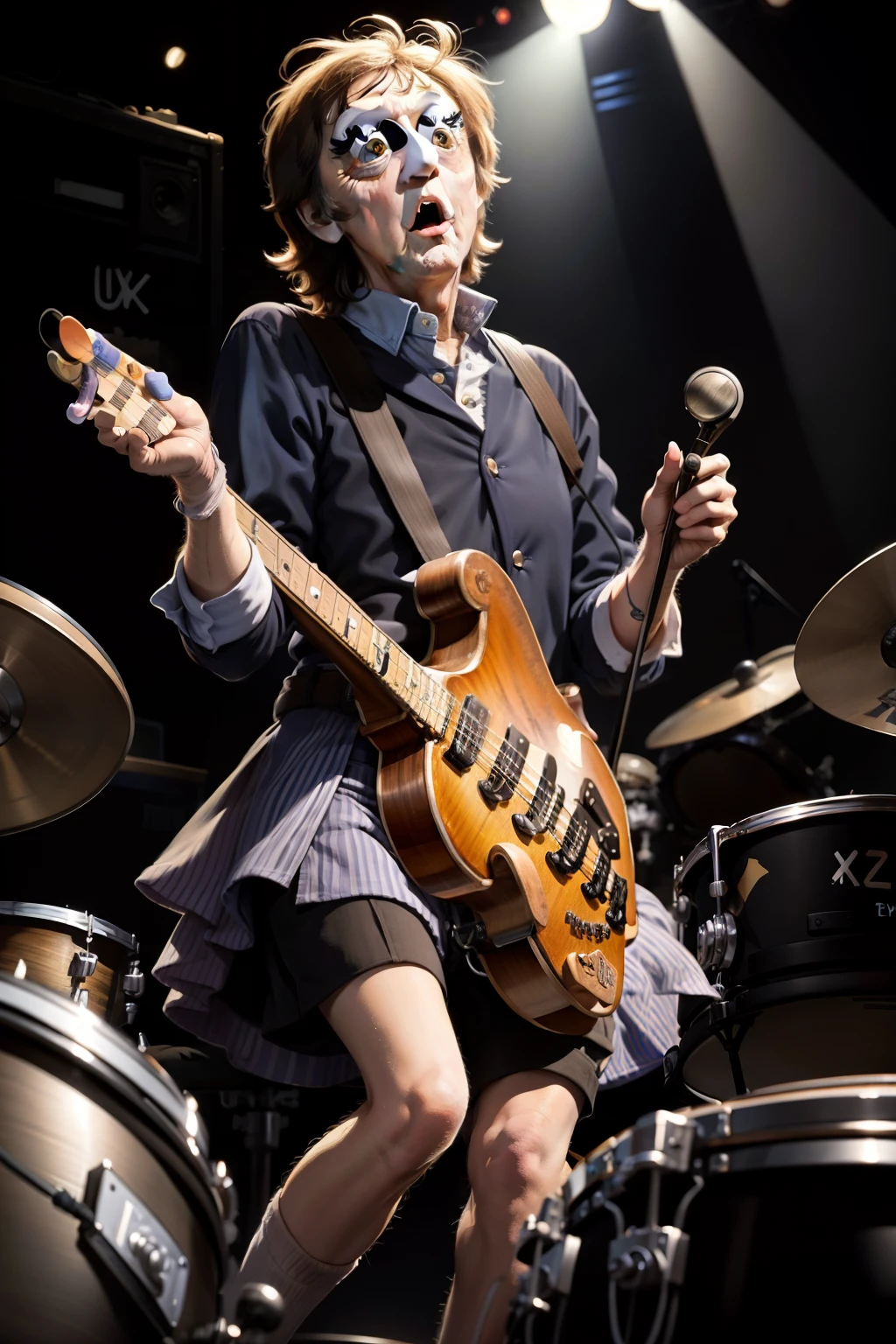 Paul McCartney, As a sock puppet, playing drums, concept art, 4k