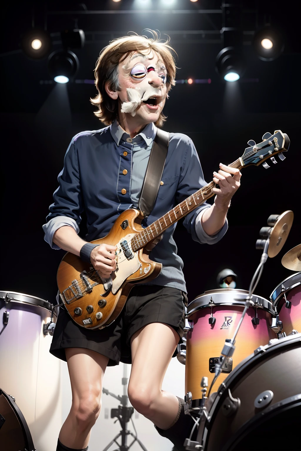 Paul McCartney, As a sock puppet, playing drums, concept art, 4k