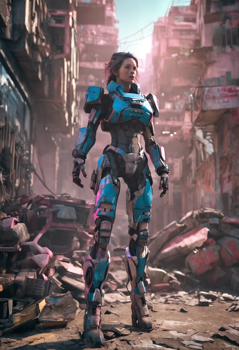 ((Melhor Qualidade)), ((Obra-prima)), (Muito Detalhado:1.3), 3D, Shitu-mecha, Beautiful cyberpunk woman with her pink mecha in the ruins of a city in the forgotten war, Tecnologia antiga, HDR (High Dynamic Range), ray tracing, NVIDIA RTX, Super Resolution, unreal 5, espalhamento subsuperficial, textura PBR, Post-processing, anisotropic filtering, profundidade de campo, Maximum Sharpness and Sharpness, textura multicamadas, albedo e mapas de destaque, surface shading, Precise simulation of light-material interactions, perfectly proportions, octane rendering, Duotone Lighting, ISO baixo, white-balance, rule of thirds, ampla abertura, 8K RAW, subpixels eficientes, Subpixel convolution, luminescent particles, espalhamento de luz, efeito Tyndall