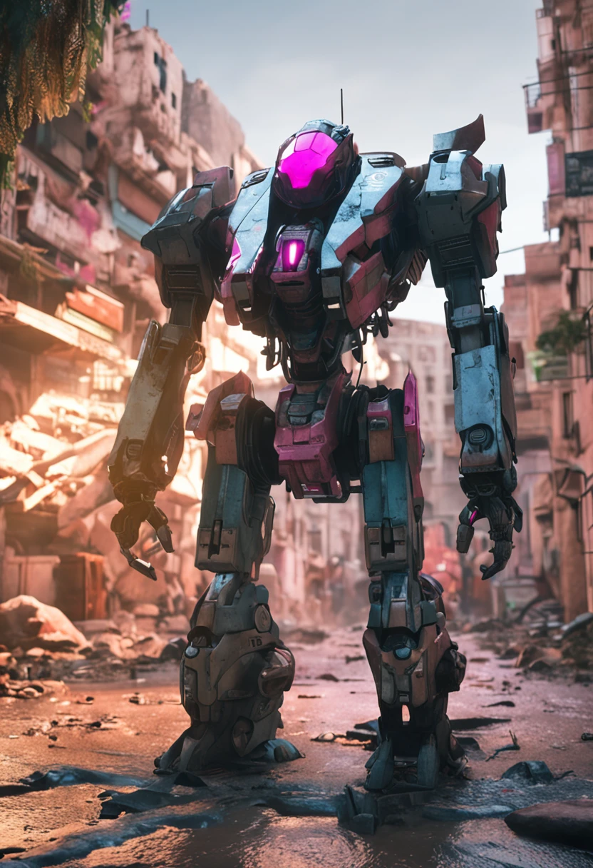 ((Melhor Qualidade)), ((Obra-prima)), (Muito Detalhado:1.3), 3D, Shitu-mecha, Beautiful cyberpunk woman with her pink mecha in the ruins of a city in the forgotten war, Tecnologia antiga, HDR (High Dynamic Range), ray tracing, NVIDIA RTX, Super Resolution, unreal 5, espalhamento subsuperficial, textura PBR, Post-processing, anisotropic filtering, profundidade de campo, Maximum Sharpness and Sharpness, textura multicamadas, albedo e mapas de destaque, surface shading, Precise simulation of light-material interactions, perfectly proportions, octane rendering, Duotone Lighting, ISO baixo, white-balance, rule of thirds, ampla abertura, 8K RAW, subpixels eficientes, Subpixel convolution, luminescent particles, espalhamento de luz, efeito Tyndall