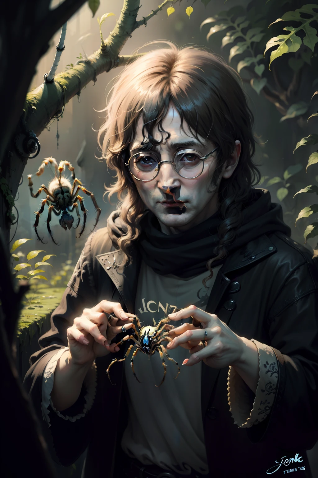 John Lennon, spider, concept art, 4k