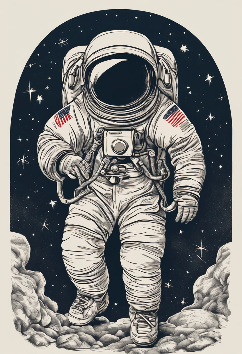 monochrome greyscale noise grainy dirty charcoal drawing of <lora:CharcoalDarkStyleXL:1>CharcoalDarkStyle man astronaut floating in space dark black background black vignette