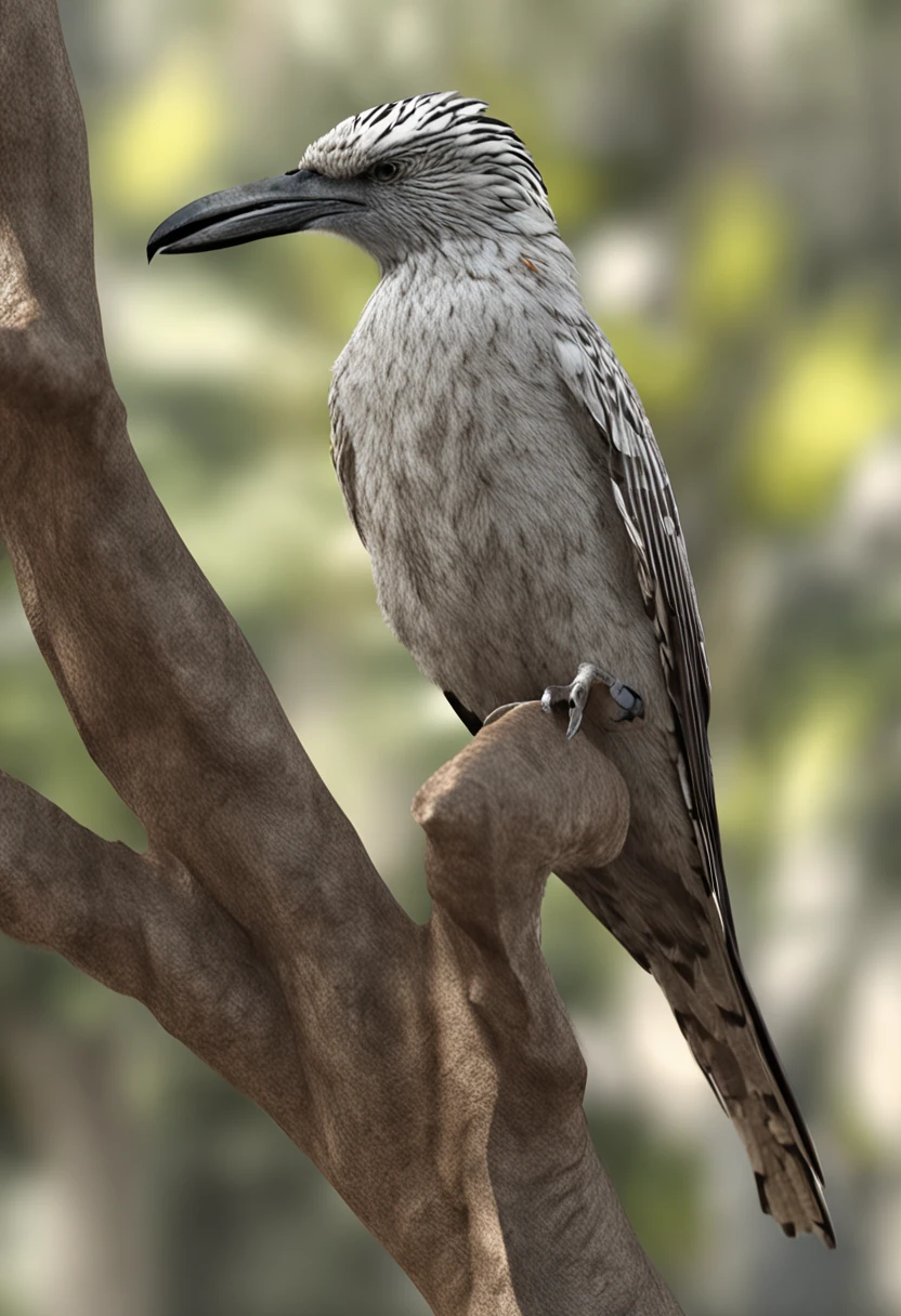 Bird of the spice African herrerito color white face with gray stripes and part of the body behind , en la parte de adelante color limon que este en un arbol  sea el protagonista principal Renderizado realista natural, fotorrealista altamente detallado, render fotorrealista, Arte conceptual fotorrealista, Render hiper real, Renderizado 3D realista rojo, Aves f CGsociety, Imagen fotorrealista, fotorrealista altamente detallado, Renderizado detallado hiperrealista, Imagen detallada fotorrealista, Red bird, super detailed render, Renderizado de alta calidad