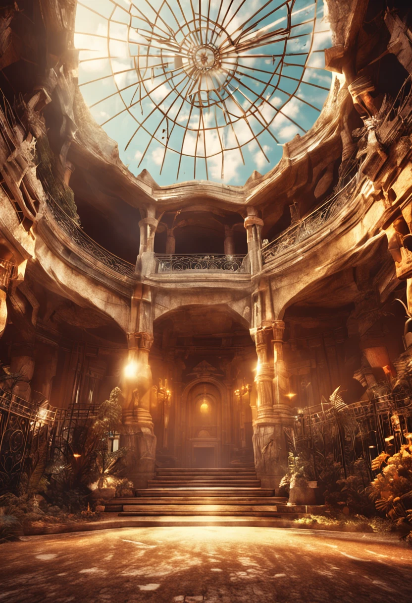 Sky realm. Palace in the sky. Castle In The Sky With Sun Rays And White Clouds