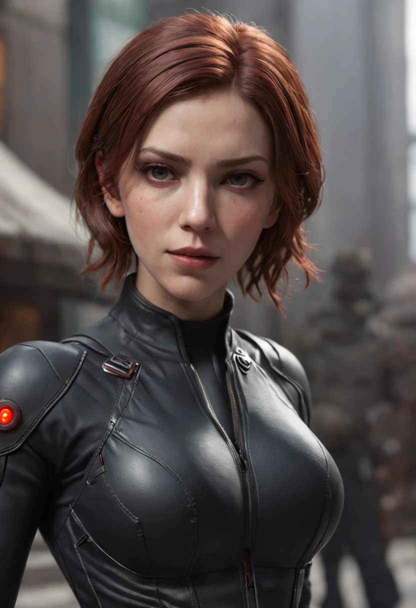 Scarlett Johansson as a black widow from the Marvel universe, in an urban environment, super detailed, super detailed black widow costume, high-quality face study, full body, super quality for competition, (perfect body: 1.1), (short wavy hair: 1.2), whole body, casual pose, beautiful pose, (extremely detailed CG 8k wallpaper), (extremely delicate and beautiful), (masterpiece), (best quality: 1.0), (ultra-high resolution: 1.0), beautiful lighting, perfect lighting, realistic shadows, [high resolution], detailed skin, super detailed (((colorful))), Digital art, Metal Gear Solid concept art, Full Body concept art, Expert concept art with high detail, Concept art such as Ernest Halimov, FPS game concept art, Concept art, Craig Mullins style, Video game concept art, 4k