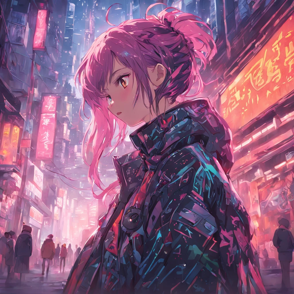 (High quality), Very cool girl in cyberpunk intricate streetwear, Beautiful, Detailed portrait, intricate complexity, 4 k'', Beautiful, cinematic dramatic atmosphere, Sharp focus