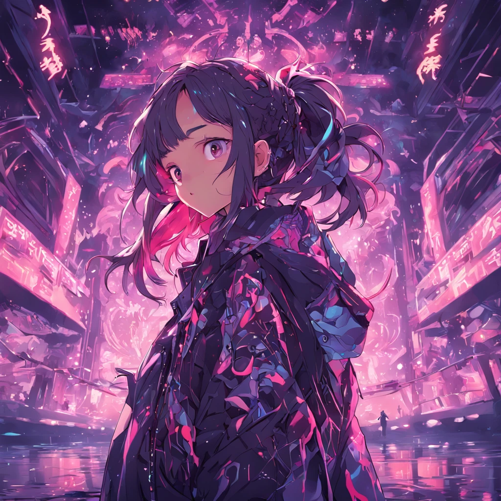 (High quality), Very cool girl in cyberpunk intricate streetwear, Beautiful, Detailed portrait, intricate complexity, 4 k'', Beautiful, cinematic dramatic atmosphere, Sharp focus