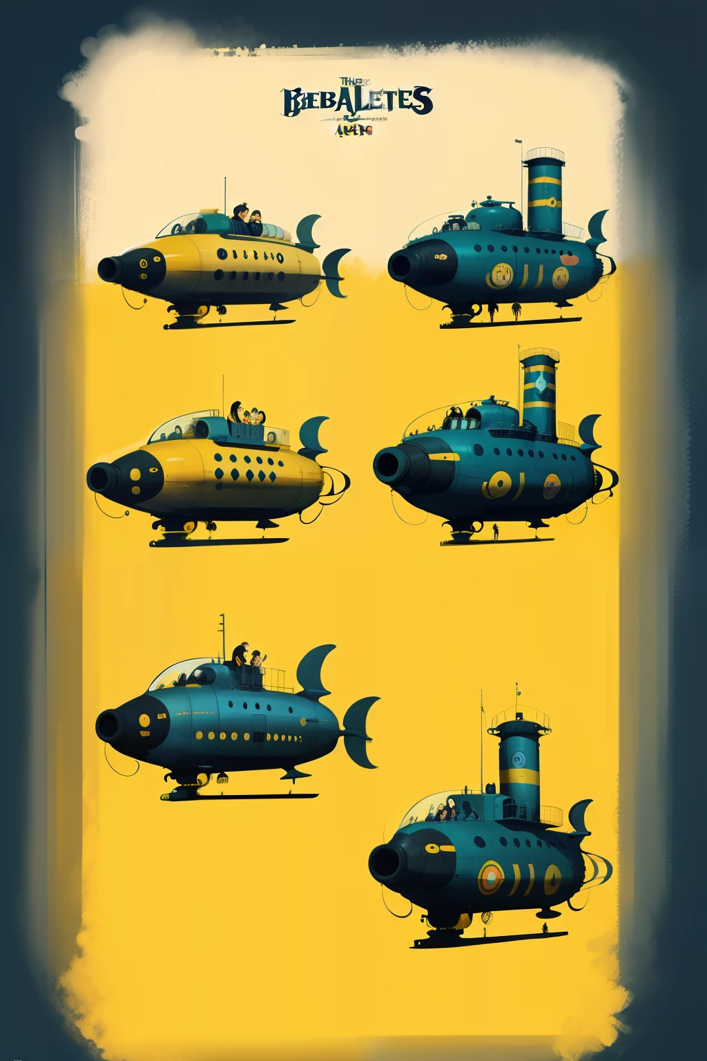 The Beatles On a yellow submarine, concept art, 4k