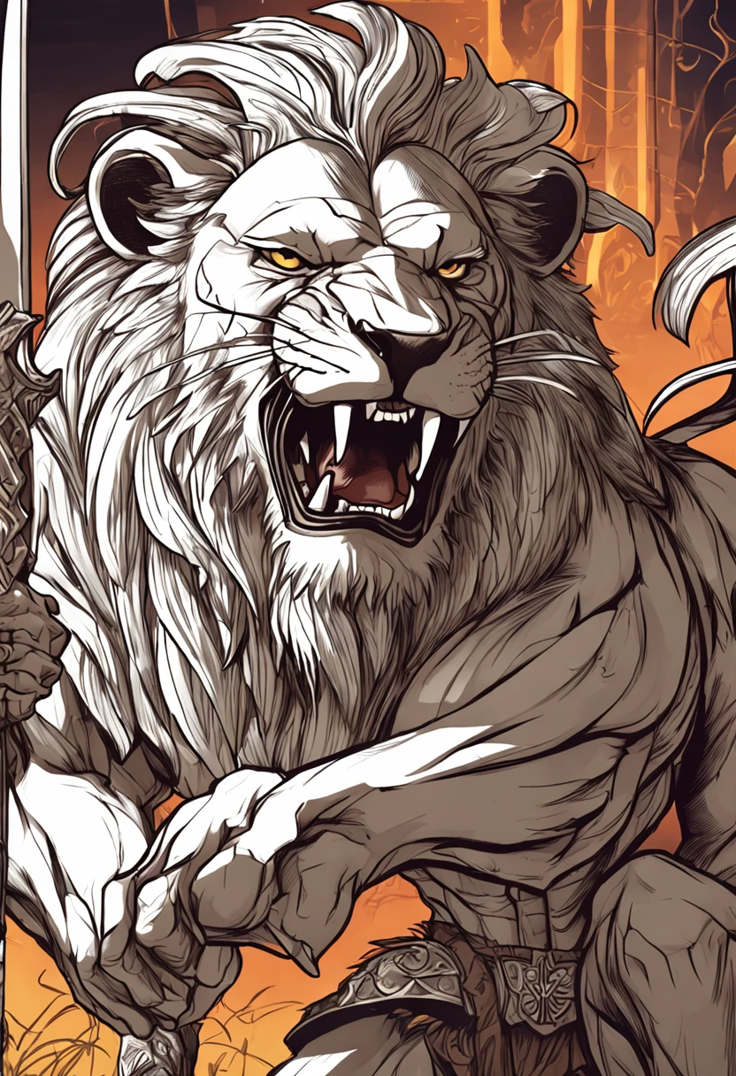 lion man, paladin, male