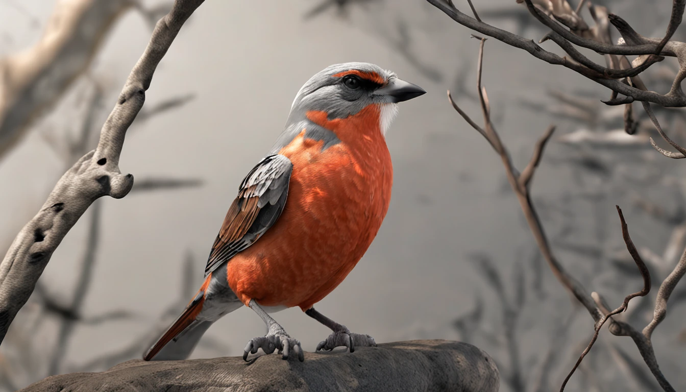 pjara diamante mandarin colores grises y marrones en el cuerpo. on its brown beak face and brown cheeks gray head that this in a tree is the main protagonist Natural realistic rendering, fotorrealista altamente detallado, render fotorrealista, Arte conceptual fotorrealista, Render hiper real, Renderizado 3D realista rojo, Aves f CGsociety, Imagen fotorrealista, fotorrealista altamente detallado, Renderizado detallado hiperrealista, Imagen detallada fotorrealista, Red bird, super detailed render, Renderizado de alta calidad