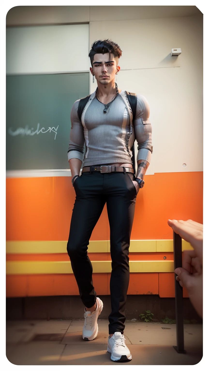 Change background cyberpunk handsome boy, realistic face 8k ultra realistic