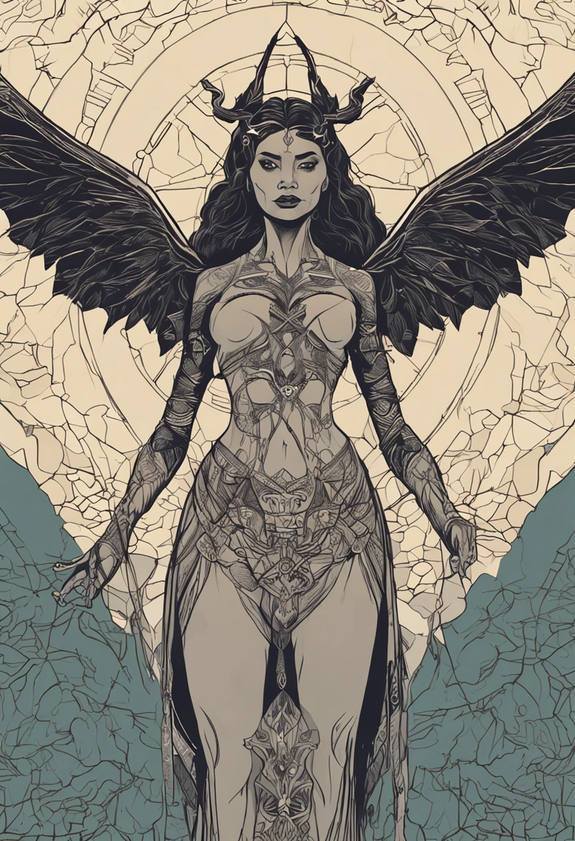 Crie uma succubus. Ela deve ter ((pele vermelha)), symmetrical face, chifres retorcidos, olhos completamente negros, cabelos longos e negros. Seu corpo deve ter ((seios grandes)), cintura fina, quadris largos e coxas grossas. She must possess a pair of demonic wings located on her back and a tail with an arrow at the tip. She wears a low-cut bra and thong panties dug into.