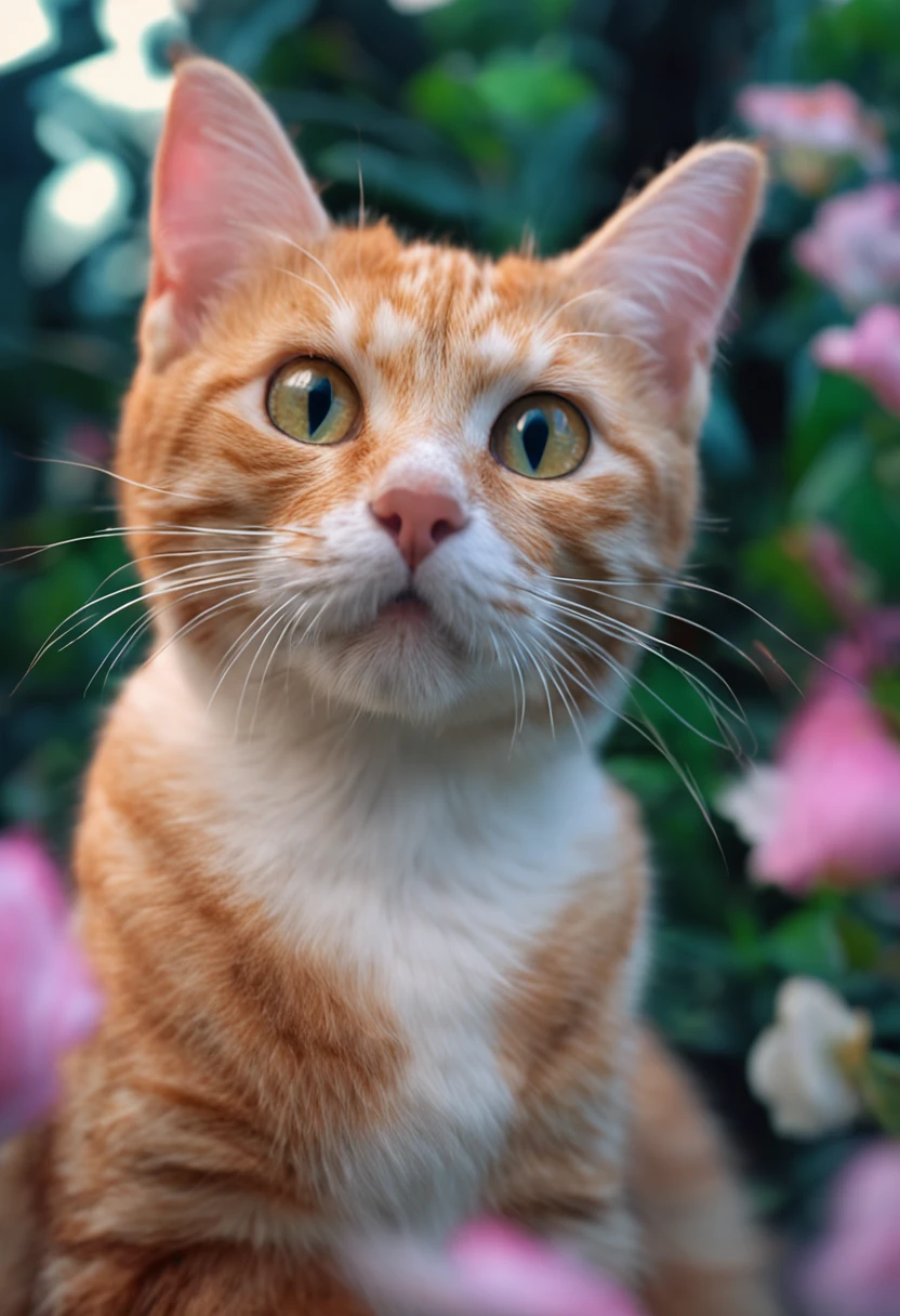 Gato Branco, foto realista com cores vibrantes, 8k