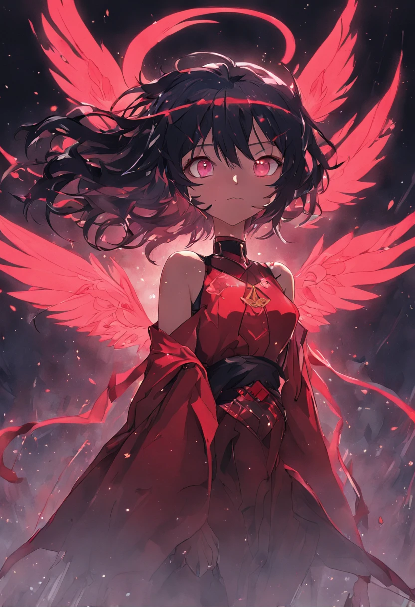 Crie uma succubus. Ela deve ter ((pele vermelha)), symmetrical face, chifres retorcidos, olhos completamente negros, cabelos longos e negros. Seu corpo deve ter ((seios grandes)), cintura fina, quadris largos e coxas grossas. She must possess a pair of demonic wings located on her back and a tail with an arrow at the tip. She wears a low-cut bra and thong panties dug into.