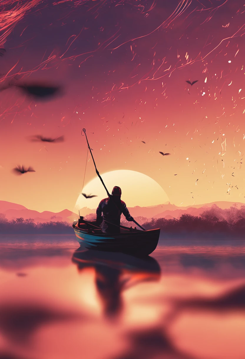 obra-prima, melhor qualidade, filme ainda, 1fish, peixe lago, boiando no lago, close-up, brilhante, morto, Soft lighting and Warm, sun sunset, (Sparks: 0,7)