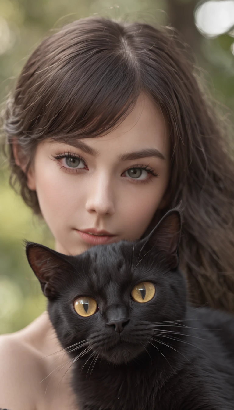 black cat、Eyes are yellow、Fluffy bristles、cute little、adolable、lie down、Ilasta