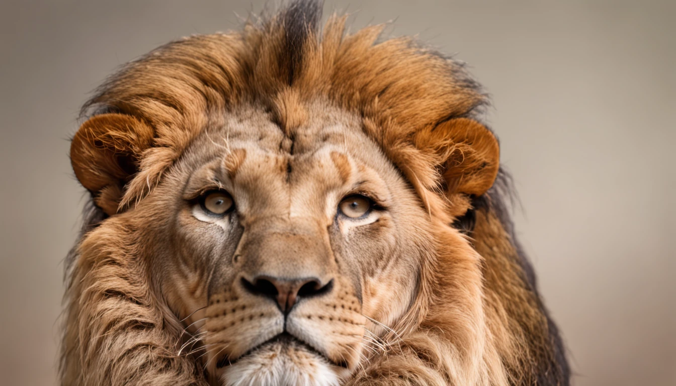 A lion with the imperial flag of Brazil in the background