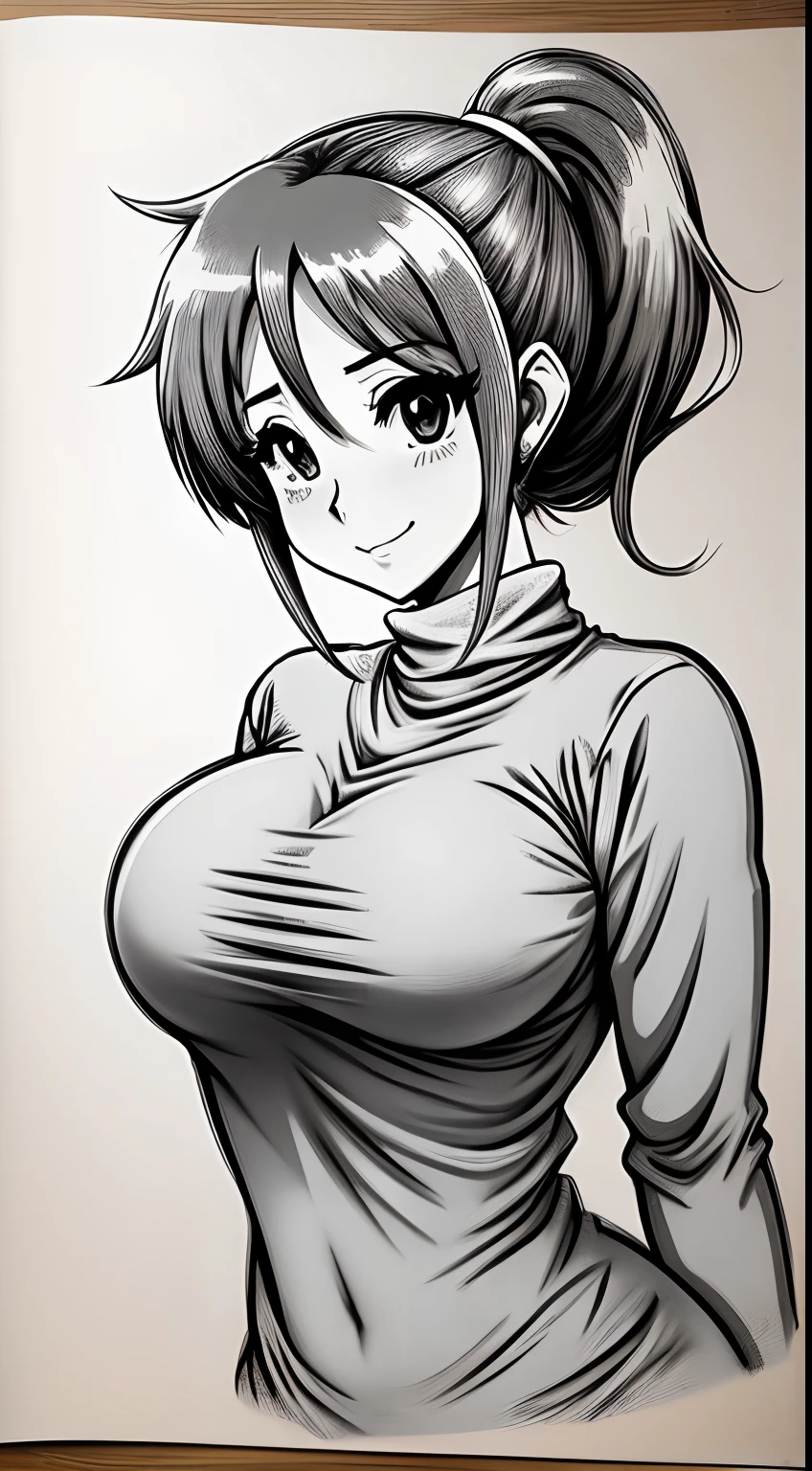 Anime style, women of iran ,without clothes , long Tshirt, tits  standing out from under clothing,huge-breasted,night,  ponytail  hair, ironed hair, illustration drawing body, sweet smile ,high detailed, high quality, ultra HD, smooth, shiny body, glowing Big eyes, cinematic picture,