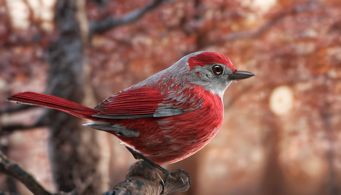 a diamond bird from Forbes that is in a tree is the main protagonist Natural realistic rendering, fotorrealista altamente detallado, render fotorrealista, Arte conceptual fotorrealista, Render hiper real, Renderizado 3D realista rojo, Aves f CGsociety, Imagen fotorrealista, fotorrealista altamente detallado, Renderizado detallado hiperrealista, Imagen detallada fotorrealista, Red bird, super detailed render, Renderizado de alta calidad