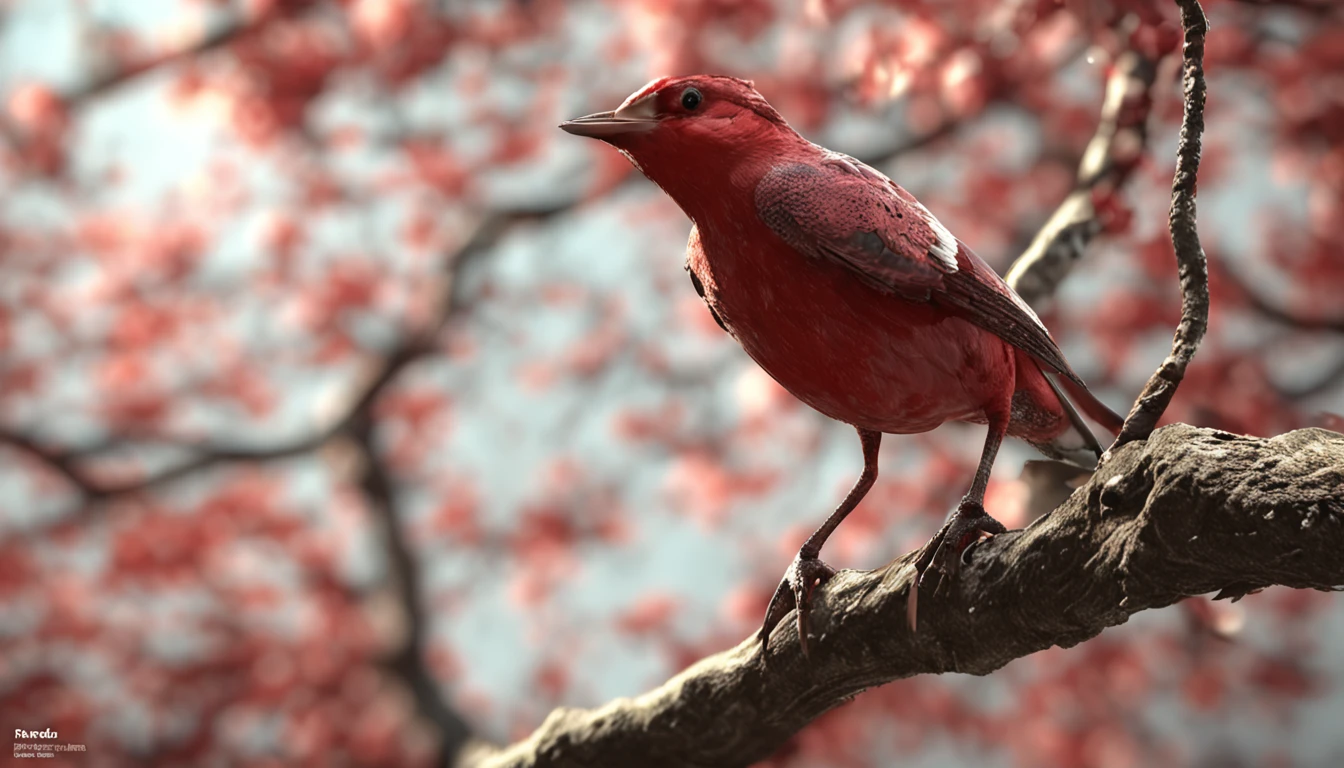 a Phaeton diamond bird that is in a tree is the main protagonist Natural realistic rendering, fotorrealista altamente detallado, render fotorrealista, Arte conceptual fotorrealista, Render hiper real, Renderizado 3D realista rojo, Aves f CGsociety, Imagen fotorrealista, fotorrealista altamente detallado, Renderizado detallado hiperrealista, Imagen detallada fotorrealista, Red bird, super detailed render, Renderizado de alta calidad