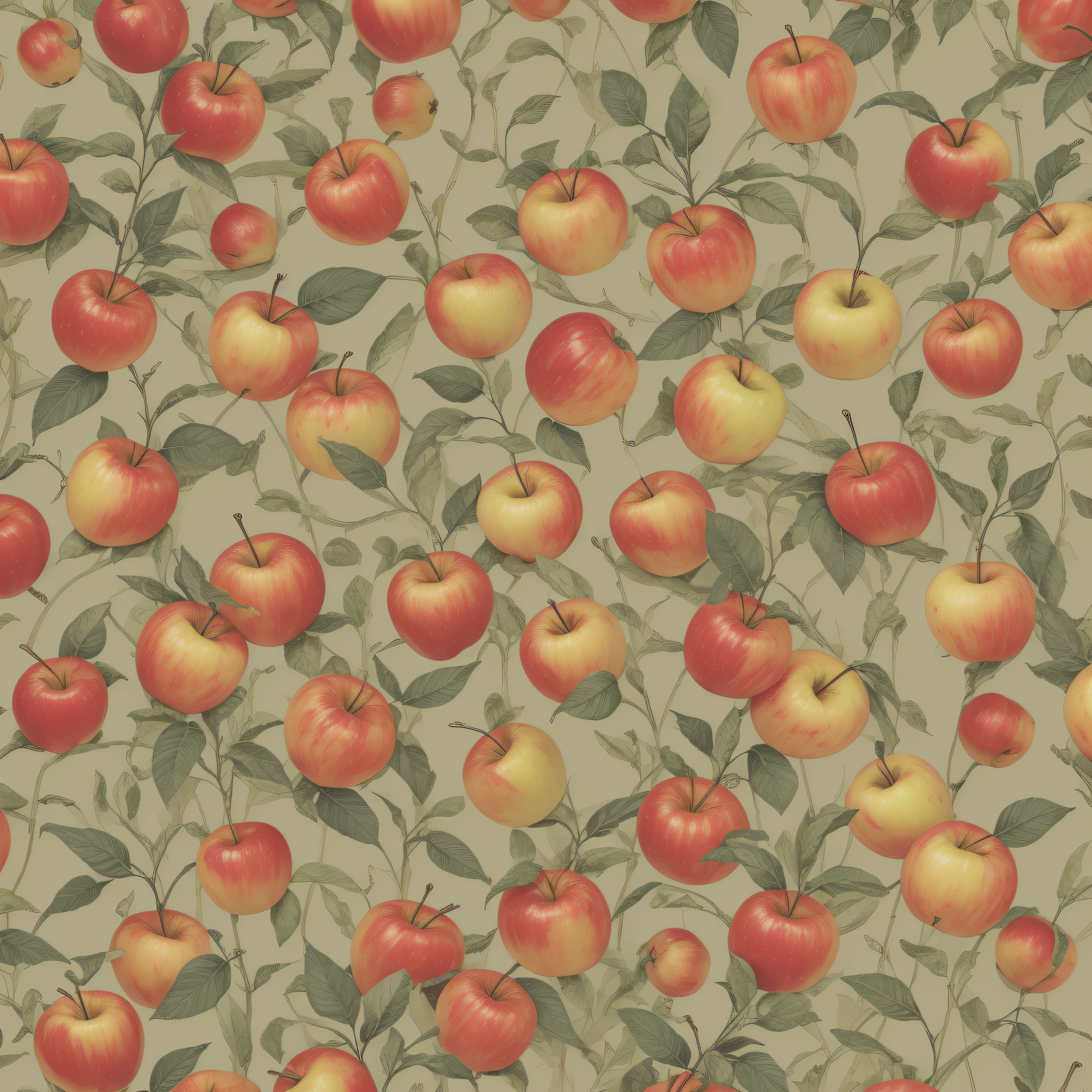 apples and flower wallpaper pattern