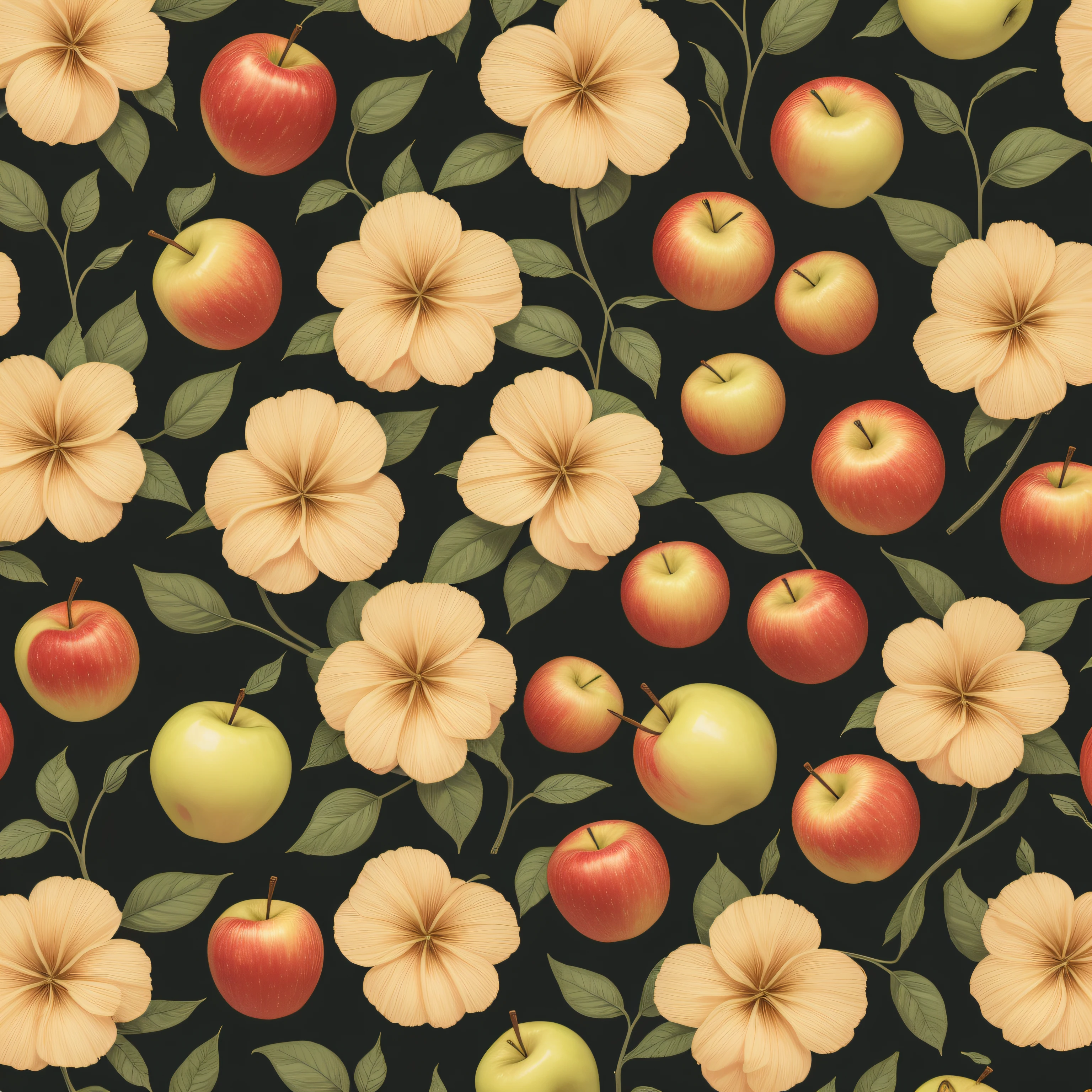 apples and flower wallpaper pattern