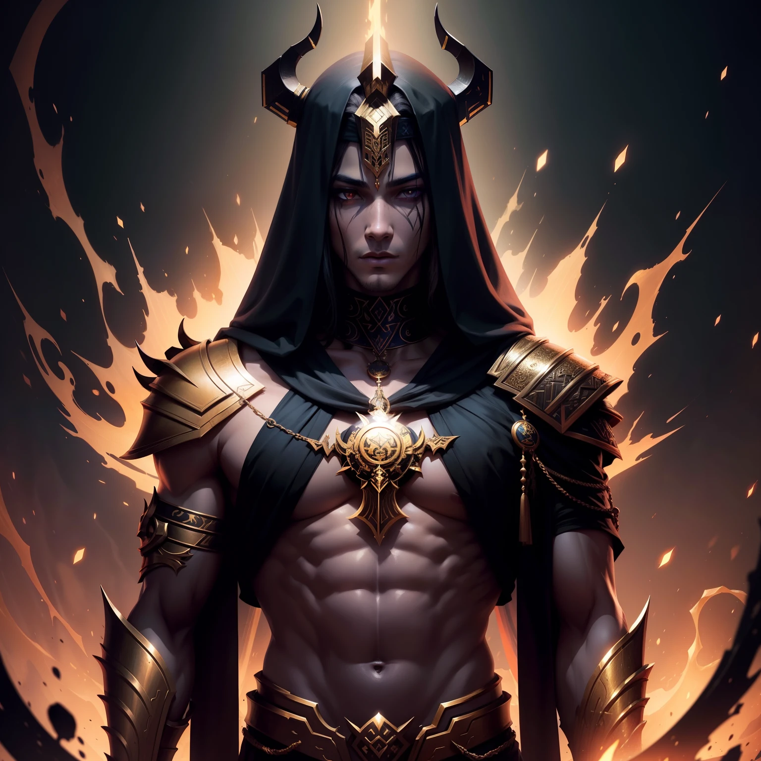 high quality, Osiris — The god of the afterlife, death, and resurrection. splash arts, aesthetic for Tshirt design, highly detailed, darktone