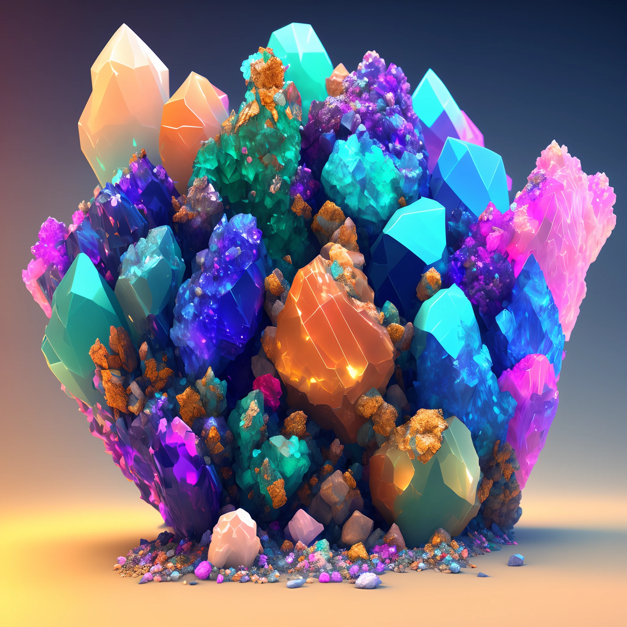 Fantastic art beautiful minerals, rainbow crystals, Ultra detailed, Incredible lighting, ultra - detailed, 8K, Unreal Engine 5, a 3D render