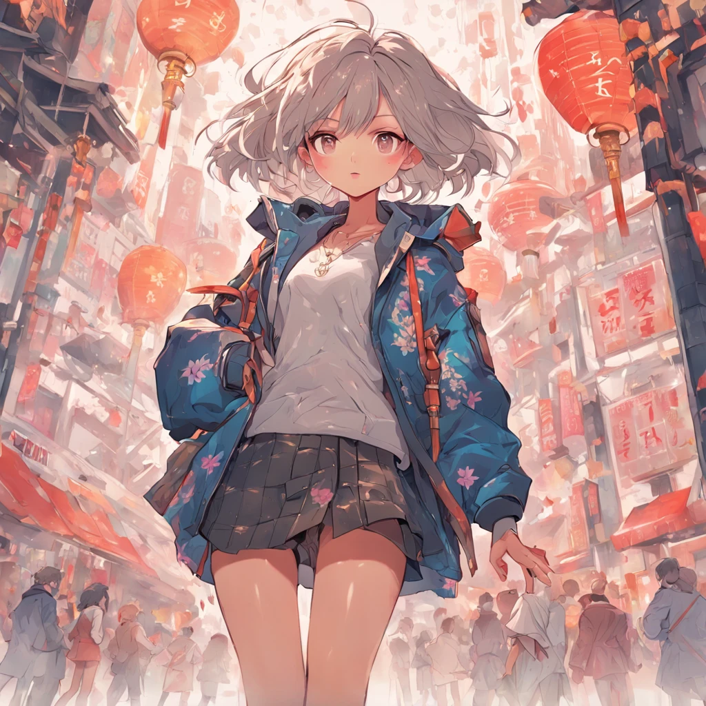 (White background:1.4),(a girl in a short skirt and jacket, full body character sheet, full body illustration, behance hd, full body drawing, detailed full body concept, official character illustration),(Chinese illustration:1.3,paper art:1.3, Quilted paper art:1.2),( reasonable design, Clear lines, High sharpness, Best quality, Very detailed, Masterpiece, movie light effect, 4K )