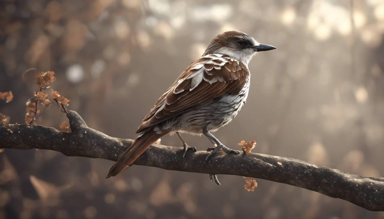 Diamond bird Bichenov with white face a rya above dark brown eyes on the back light brown with white dots and on its black wings the tail is brown odvuro all over its body that is in a tree is the main protagonist Natural realistic rendering, fotorrealista altamente detallado, render fotorrealista, Arte conceptual fotorrealista, Render hiper real, Renderizado 3D realista rojo, Aves f CGsociety, Imagen fotorrealista, fotorrealista altamente detallado, Renderizado detallado hiperrealista, Imagen detallada fotorrealista, Red bird, super detailed render, Renderizado de alta calidad