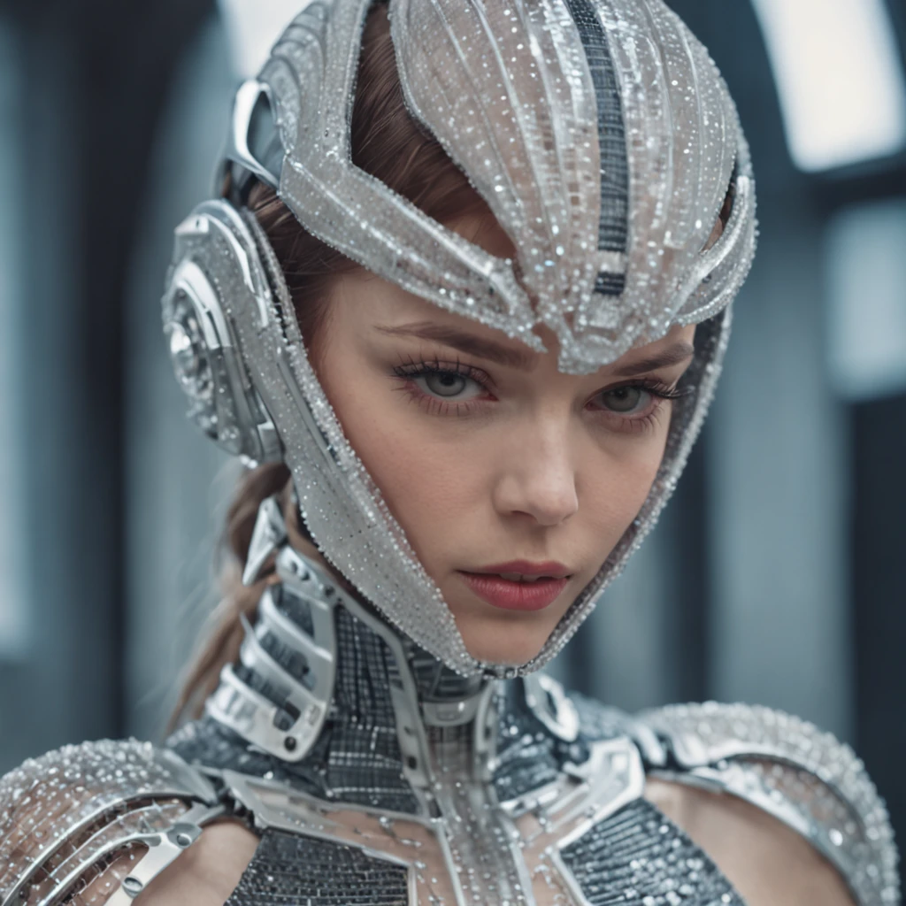 award winning movie still of a melodrama, medium full shot of young platinum blond irish girl, wearing (french futurist avant-garde fashion, steel and leather:1.5), (sinister expression:1.2), perfect skin, skin pores, skin fuzz, vellus hair, goose bump, subsurface scattering, transluscency, intricately detailed, dramatic lighting, analog film grain finishing, snapshot-realistic-perfect, the-person-in-question, enhanced-details