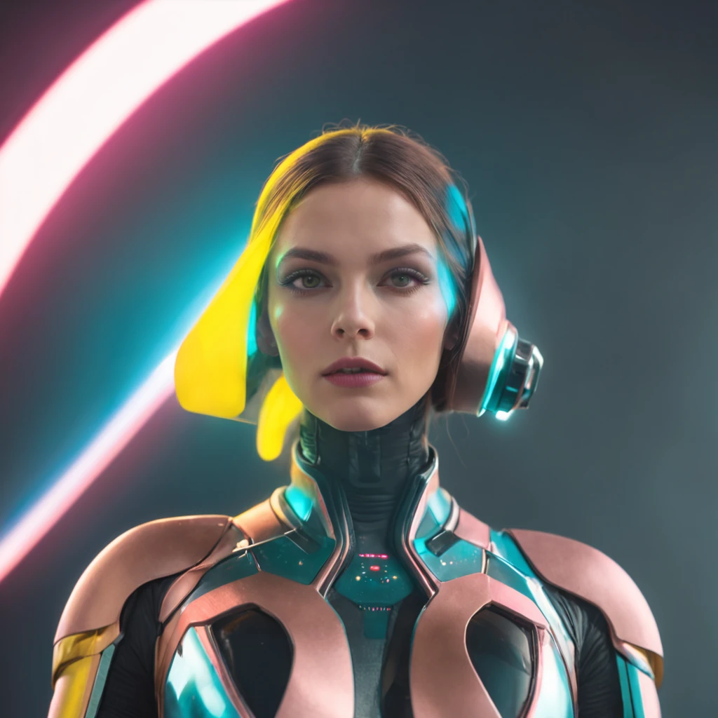 Beautiful supermodel with a cutting edge futuristic hitech pink yellow turqois astronaut's bodysuit] on, spacegun, exploring a strange alien planet, aubrey plaze, scarlett johanssen, mila kunis, marisa tomei, kate beckinsale, cutting edge futuristic pink yellow turqois visor helmet, huge shoulderpads, fashionable, 8K, HDR, photorealism, depth of field, 8k resolution, HDR, cinematic selfie shot, super-8, 35mm, luminous details on suit, volumetric lighting, action shot, attacking avast alien base, full body action shot, shooting laser at bioluminescent alien lifeforms, ambient occlusion, looking into camera