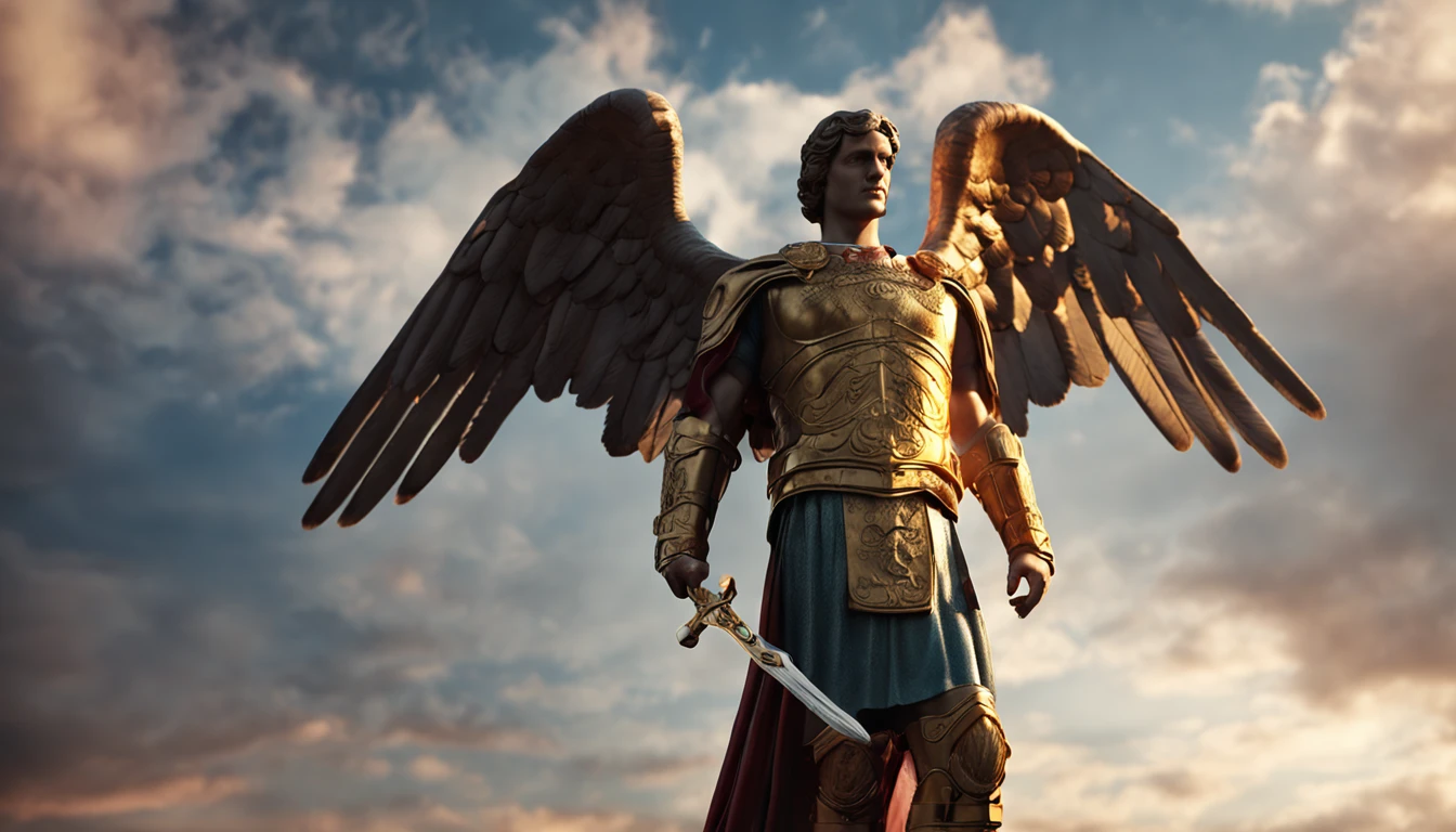 Realistic image of Archangel St. Michael looking forward
