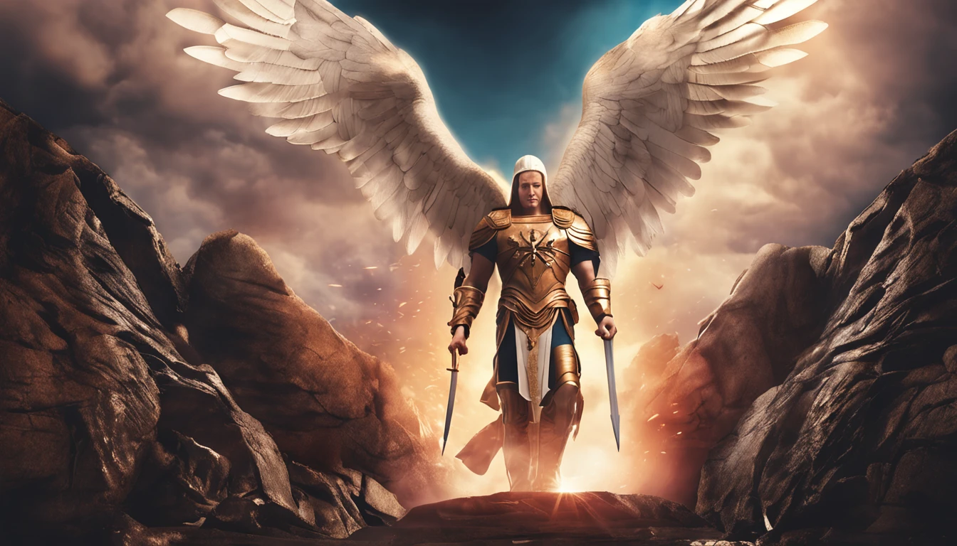 Realistic image of Archangel St. Michael looking forward