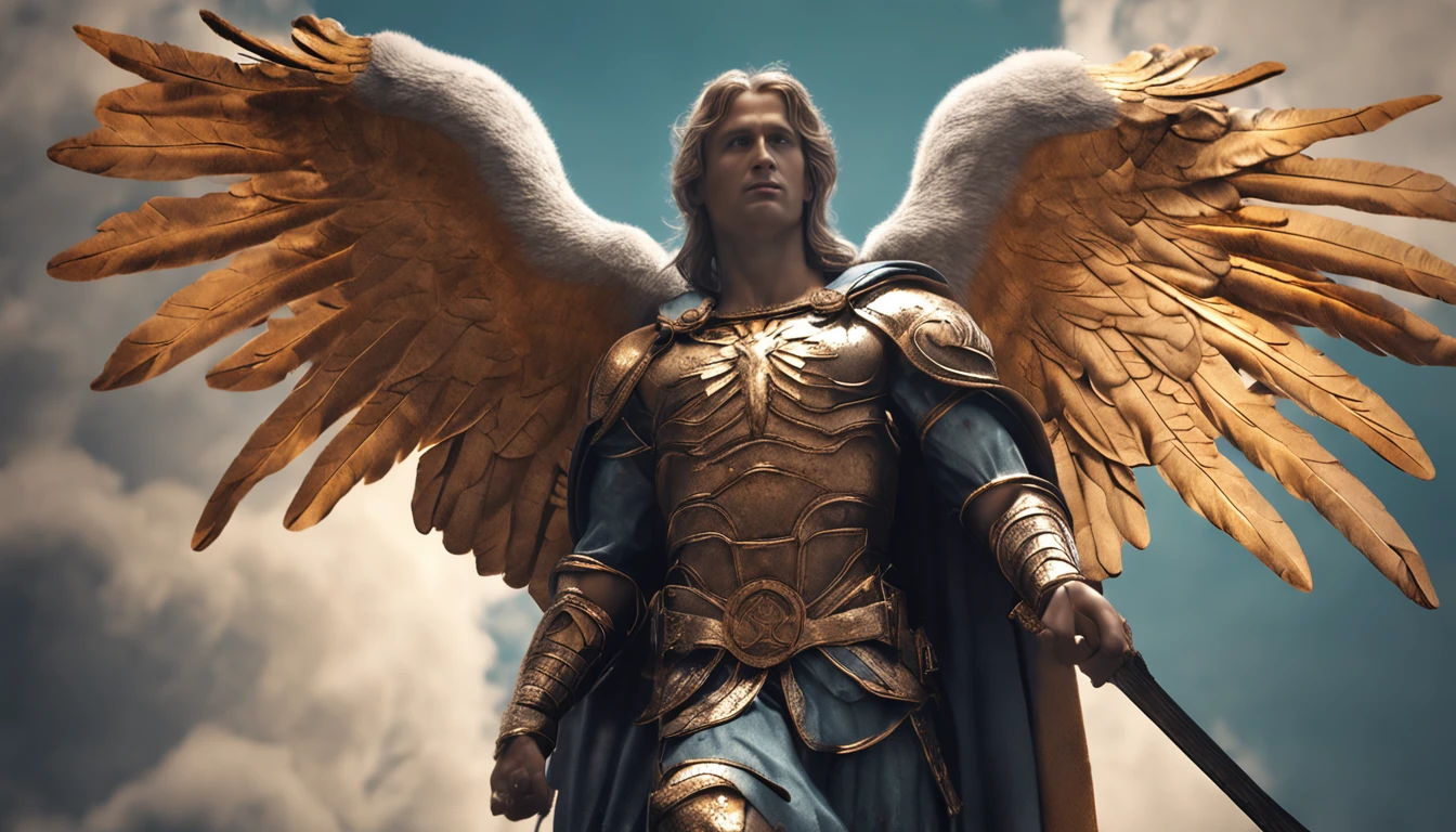 Realistic image of Archangel St. Michael looking forward