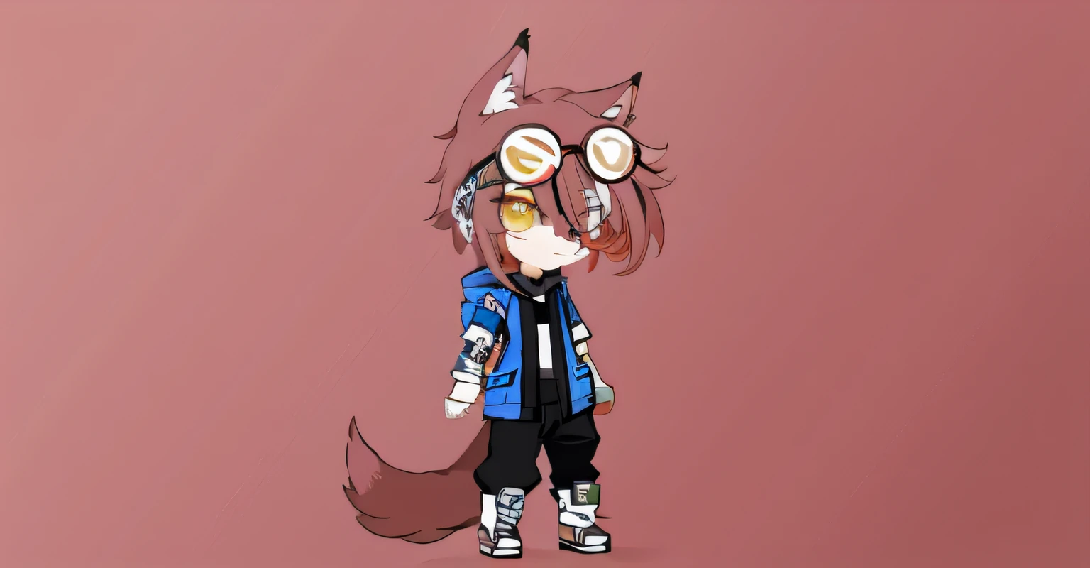 anime, Un gato con gafas y una chaqueta azul, De pie frente a un fondo rosa, Fursona con ropa elegante, Adoptable de cuerpo completo, character adoptable, Anime estilizado, furaffinity Fursona, Personaje de estilo anime, Fursona!!!!, an anthropomorphic cyberpunk fox, Anime estilizado, Fursona humanoide de pelo largo, Lobo Fursona