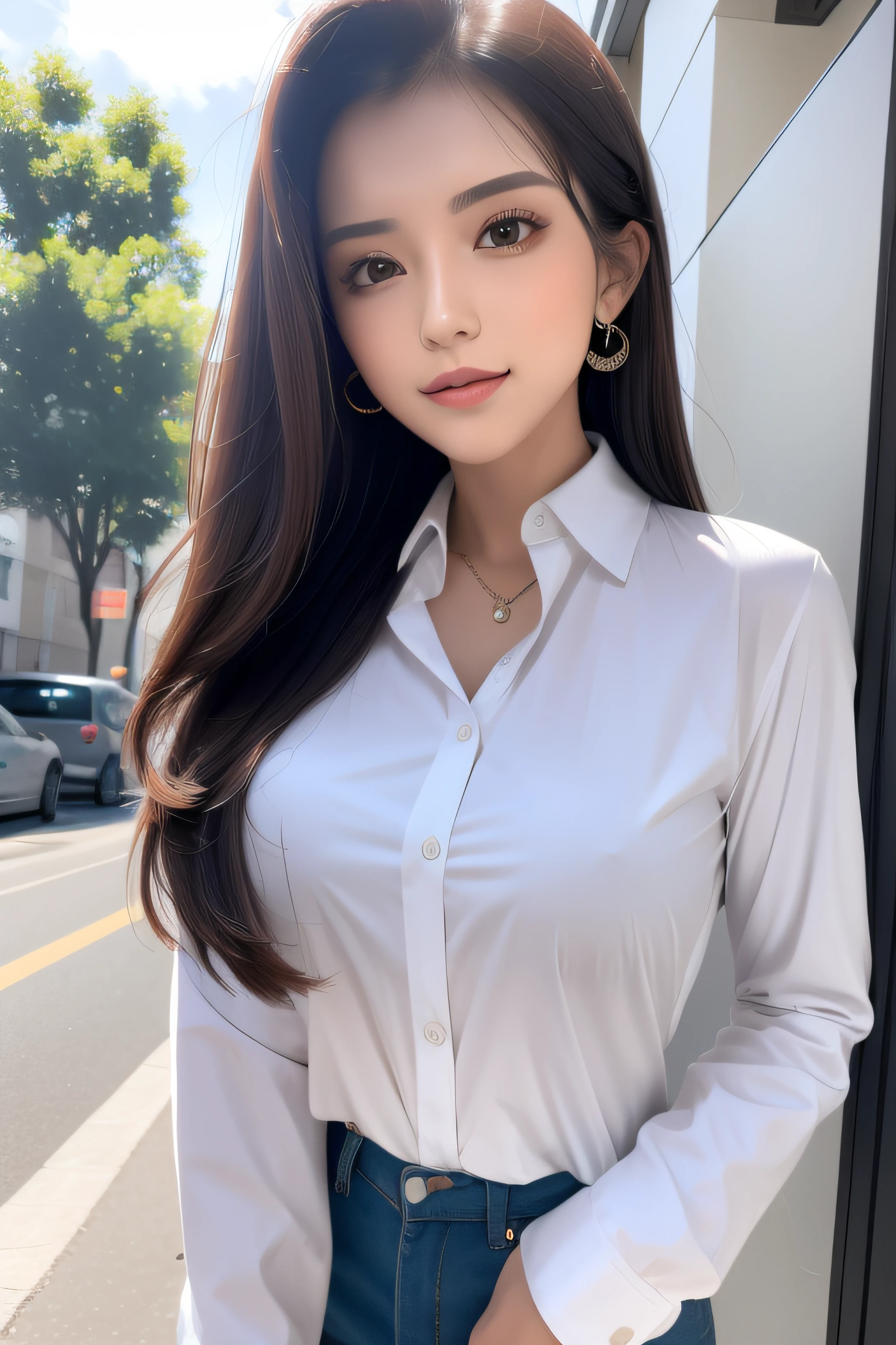 A beautiful girl in a shirt