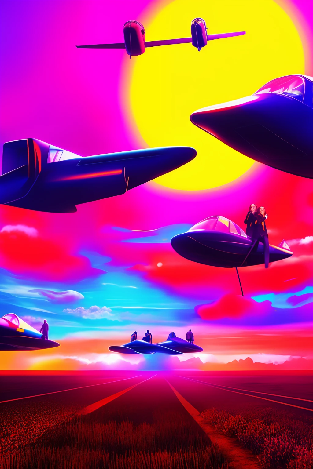 Beatles in a psychedelic submarine, concept art 4k, chaos