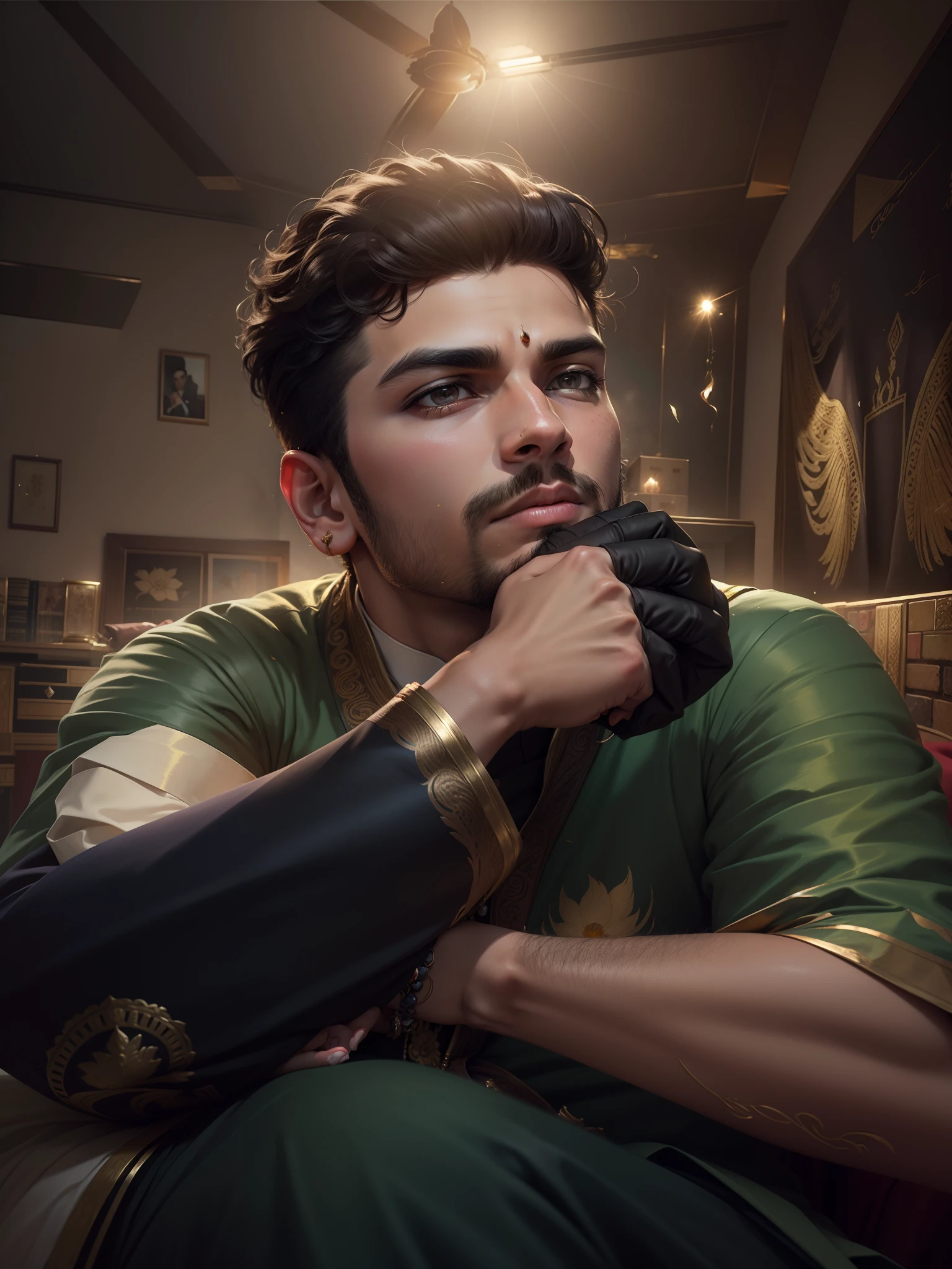 change background sherwani kurta, reallstic face, 21-year-old-guy, do not change the face,4k