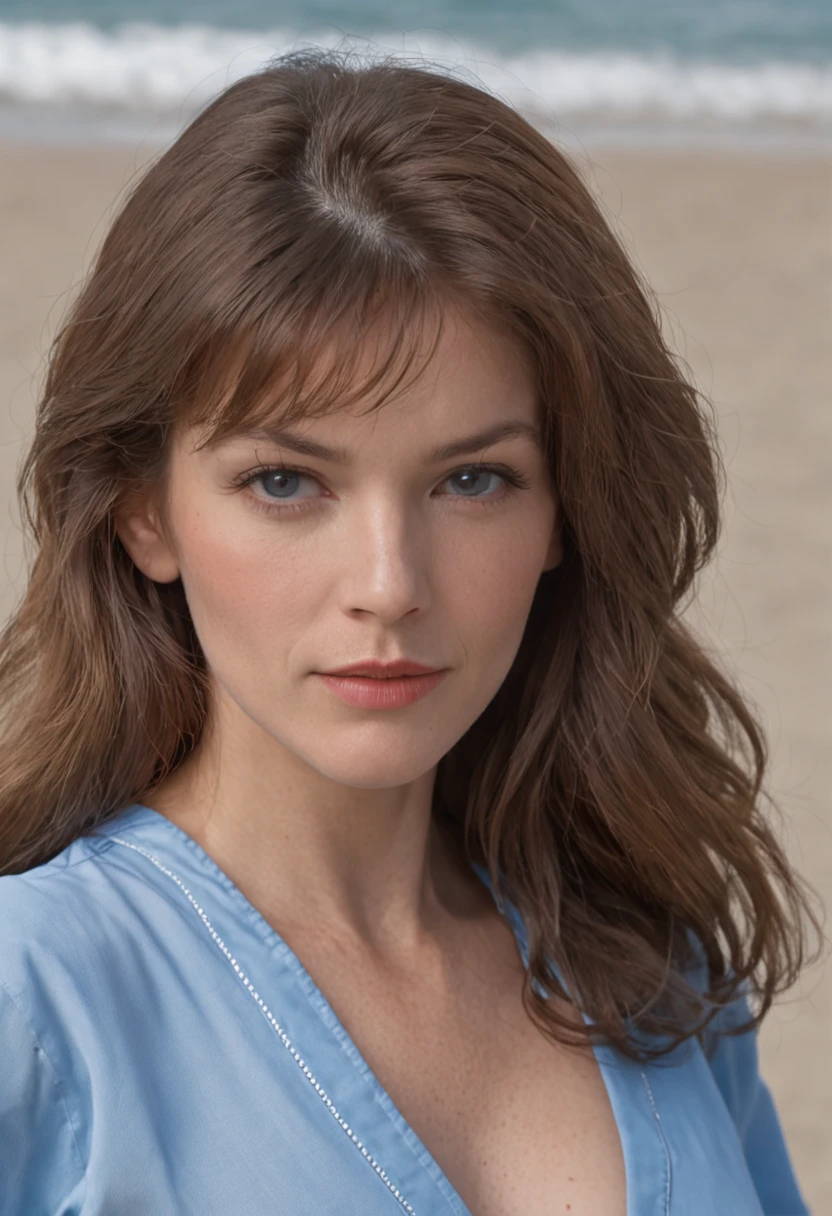arafed woman in a blue shirt and white bikini, nan woods, from china beach, linda wilder, from police academy 2 (1985), ripley scott, female marty mcfly, nurse girl, angie glocka, digitally remastered, close portrait, profile picture, portrait sabrina lloyd, nurse, laura palmer, olivia newton-john, Cherry White in "China Beach", 1989