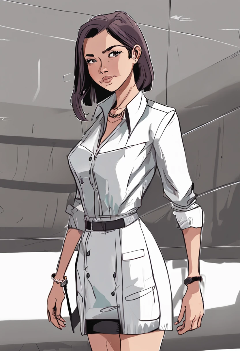 an illustration of a girl in a short skirt and jacket, full body character sheet, full body illustration, behance hd, full body drawing, detailed full body concept, official character illustration（（（）），（（natta）），