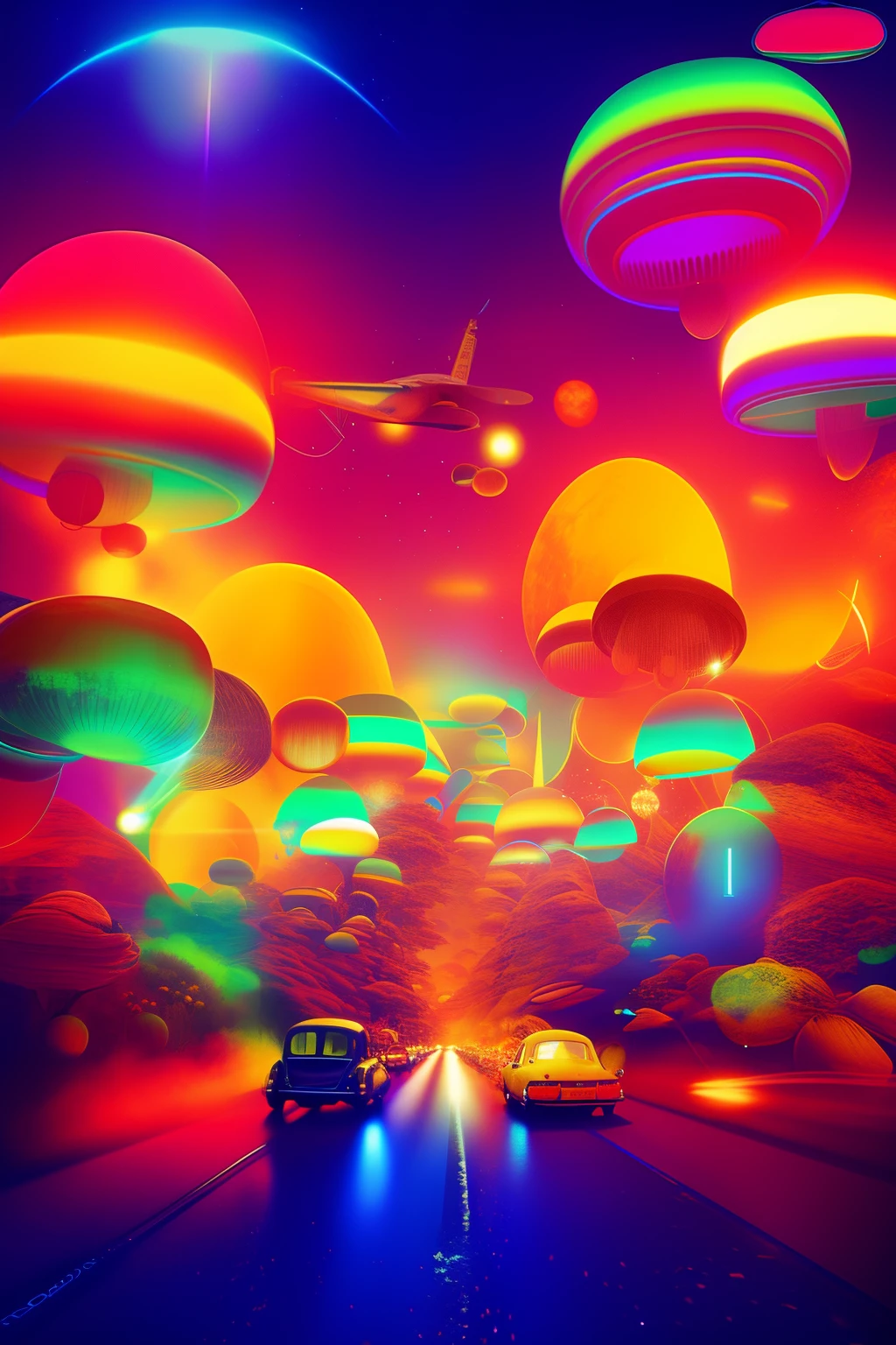 Beatles in a psychedelic submarine, concept art 4k, chaos