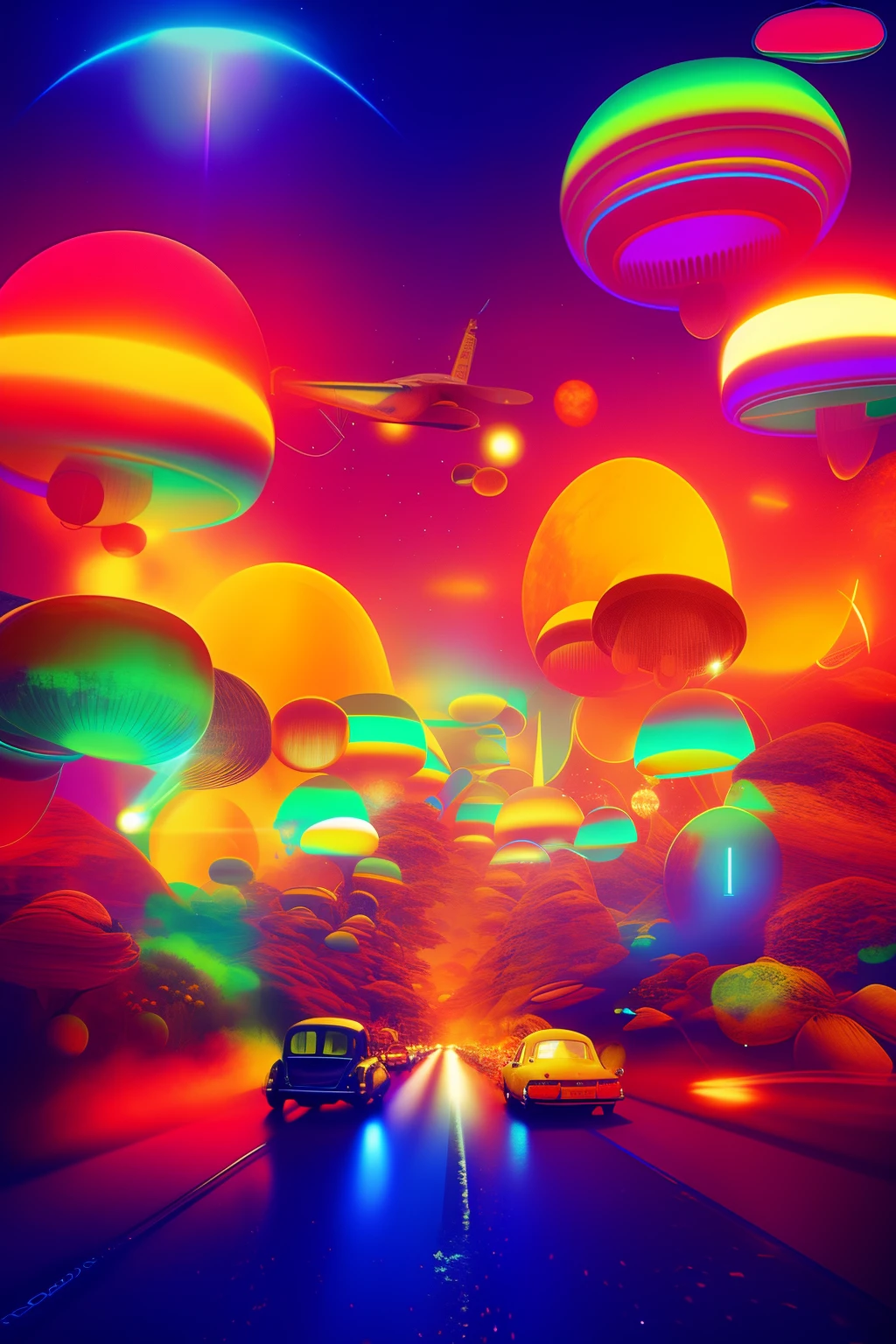 Beatles in a psychedelic submarine, concept art 4k, chaos