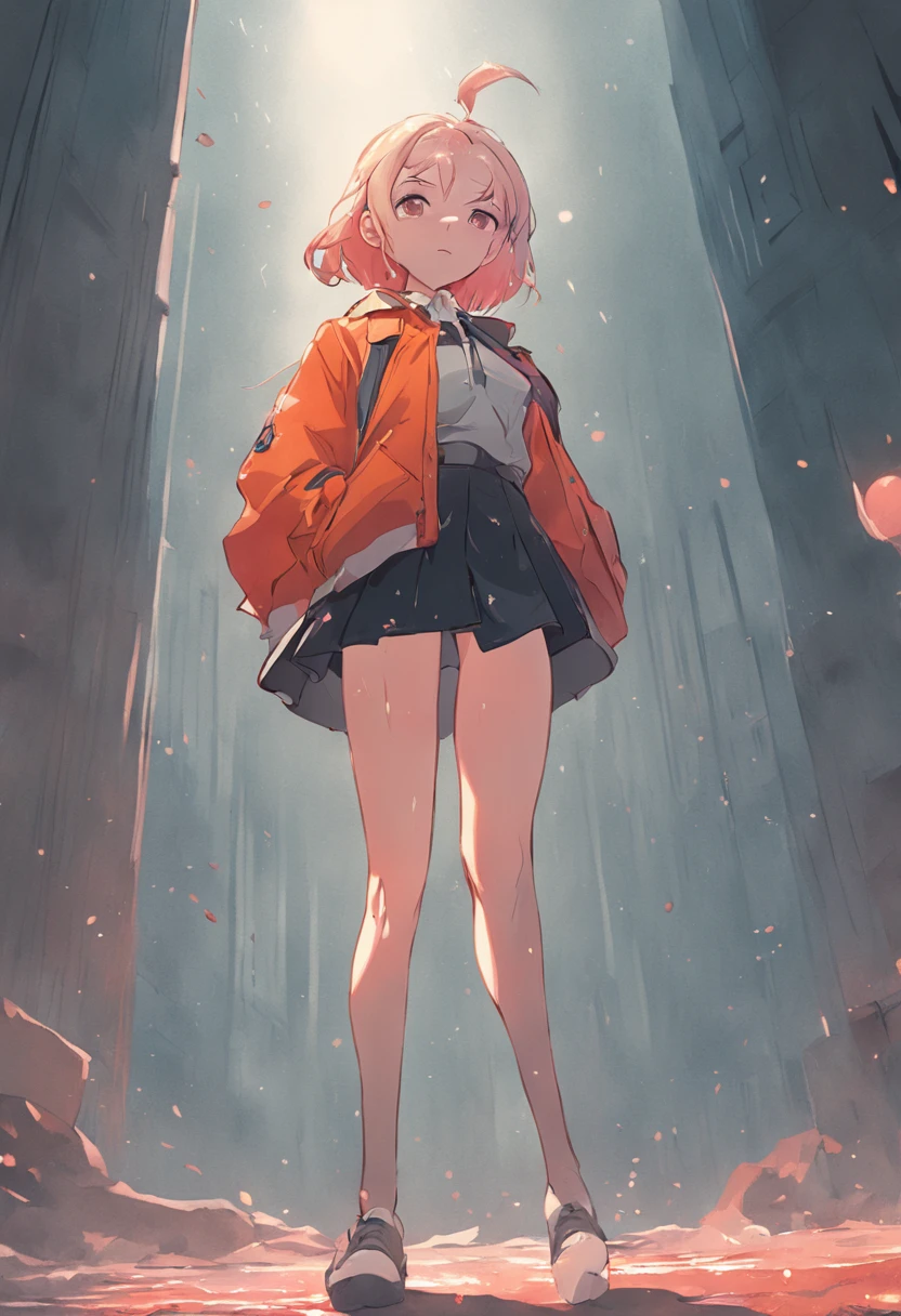 an illustration of a girl in a short skirt and jacket, full body character sheet, full body illustration, behance hd, full body drawing, detailed full body concept, official character illustration((()),((natta)),