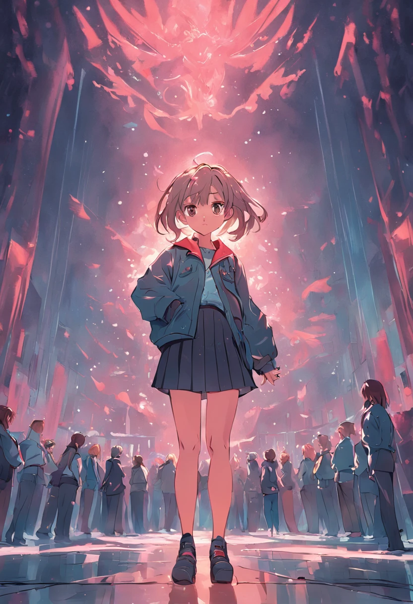 an illustration of a girl in a short skirt and jacket, full body character sheet, full body illustration, behance hd, full body drawing, detailed full body concept, official character illustration((()),((natta)),