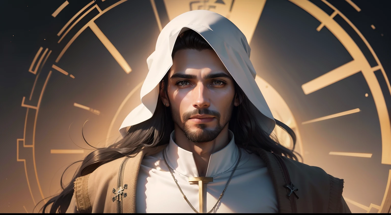 ESUS CRISTO HOMEM 33 ANOS FELIZ FUNDO FUTURISTA