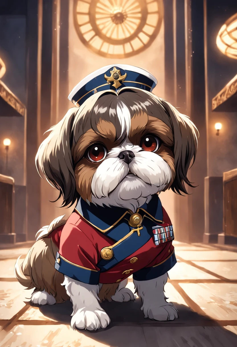 "a Shih-Tzu wearing a general's uniform"
