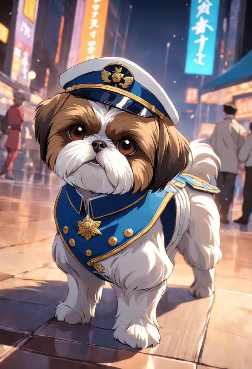 "a Shih-Tzu wearing a general's uniform"