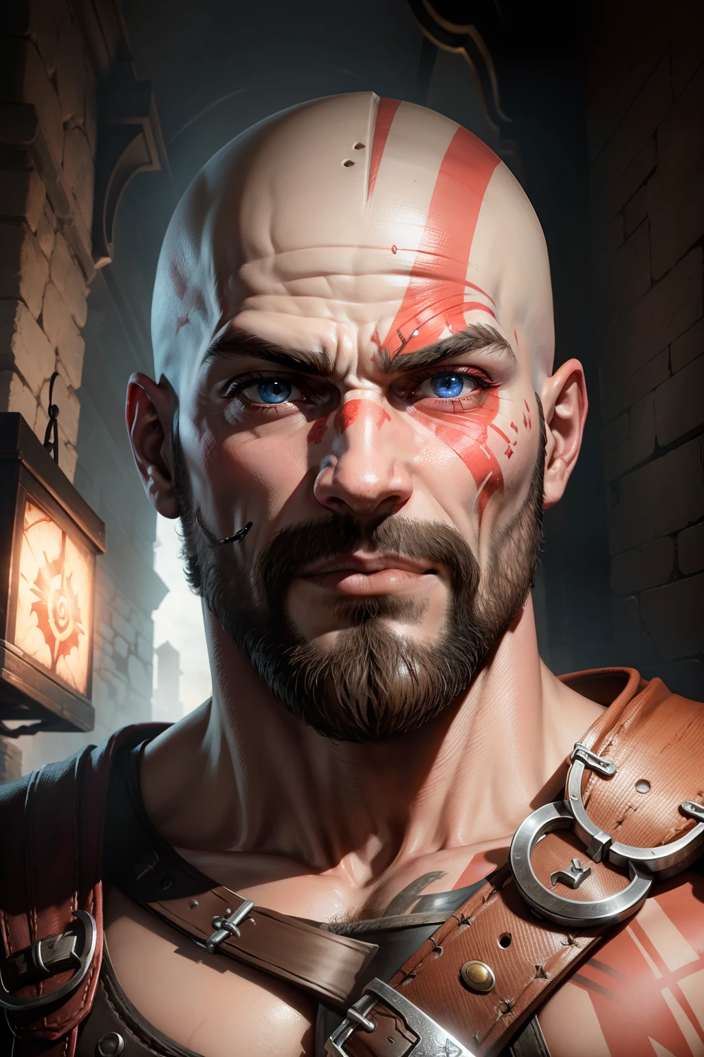 God of war, realistic face, male,Ultra realistic, 4k